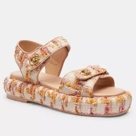 NWOT COACH Peyton Tweed Platform Sandals Women's Size 7.5 - Picture 1 of 13